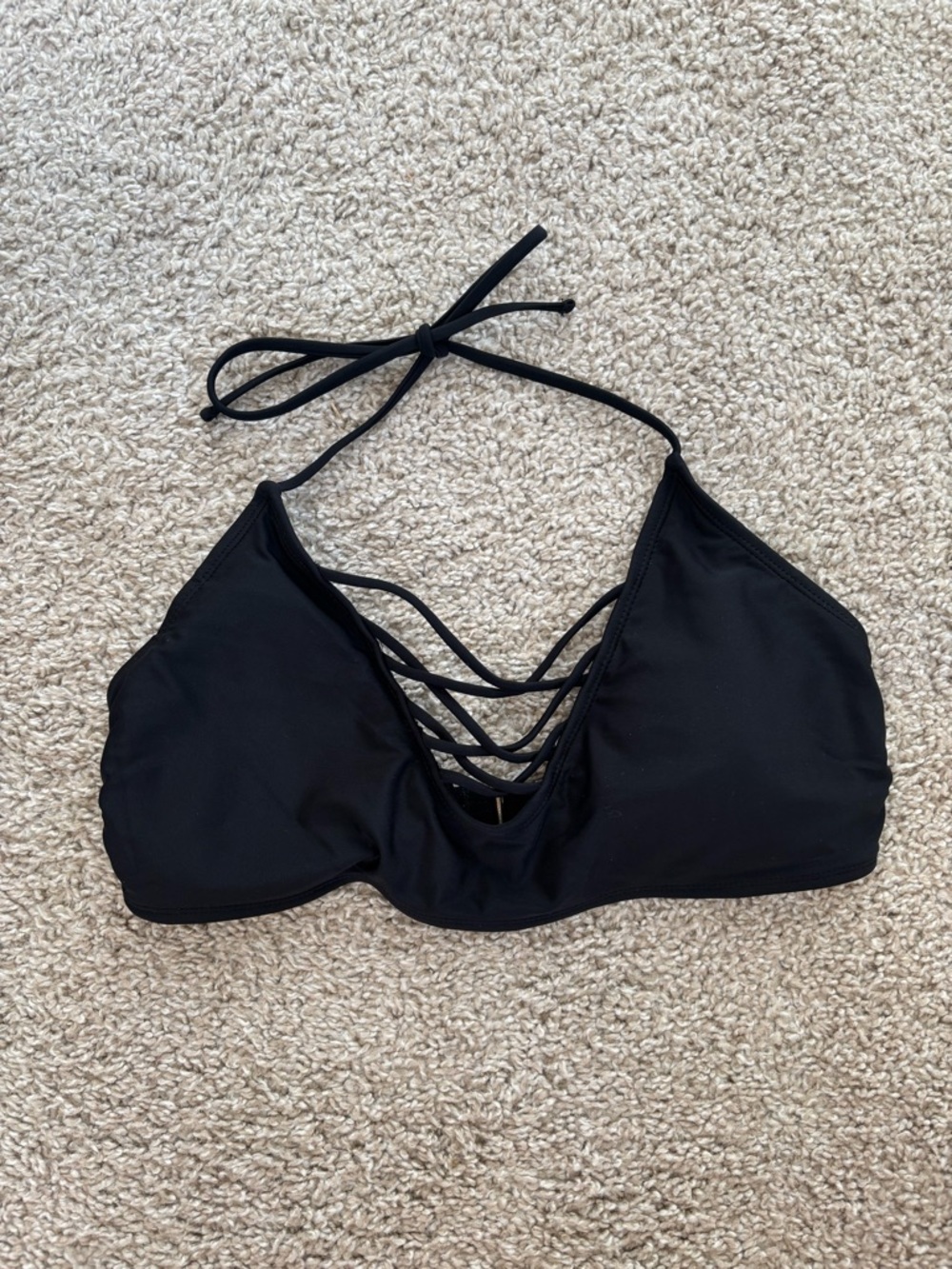 Xhilaration Black Halter Bikini Top with Strappy Detail